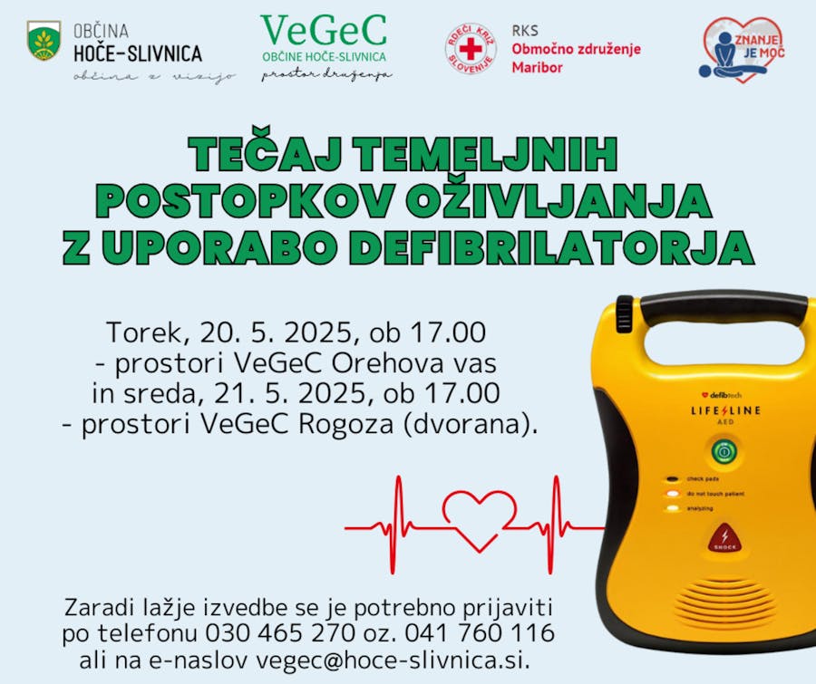 Tečaj temeljnih postopkov oživljanja z uporabo defibrilatorja